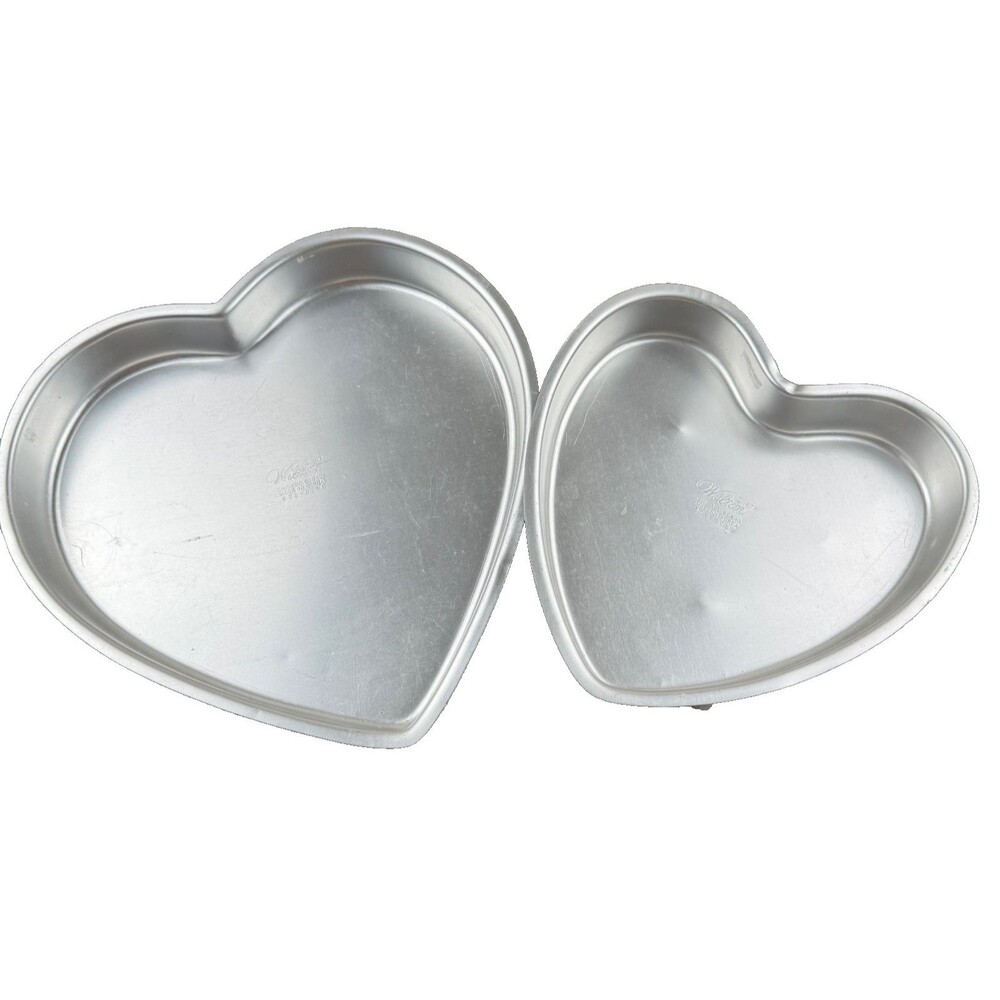 Set of 2 WILTON 1971 # 502-3053 Tier HEART Shaped Baking Cake Pans Vintage
